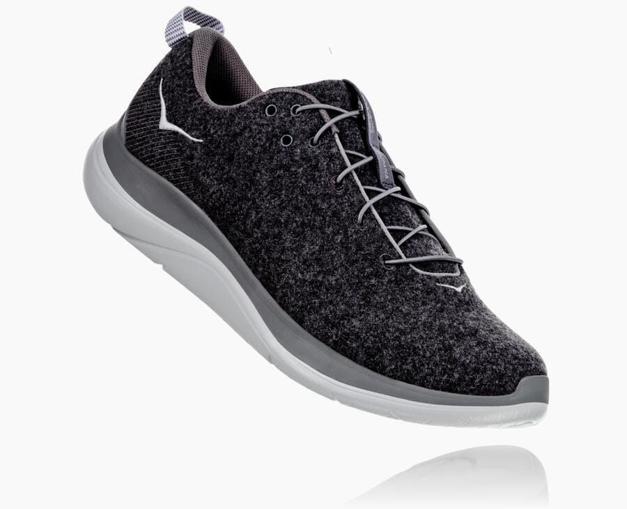 Hoka One One Hupana Flow Wool Löparskor Dam - Mörkgrå - DJTPU-2056